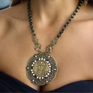 Design by Jaz Hand Crafted Parisian Antique Brass Athena Statement Necklace